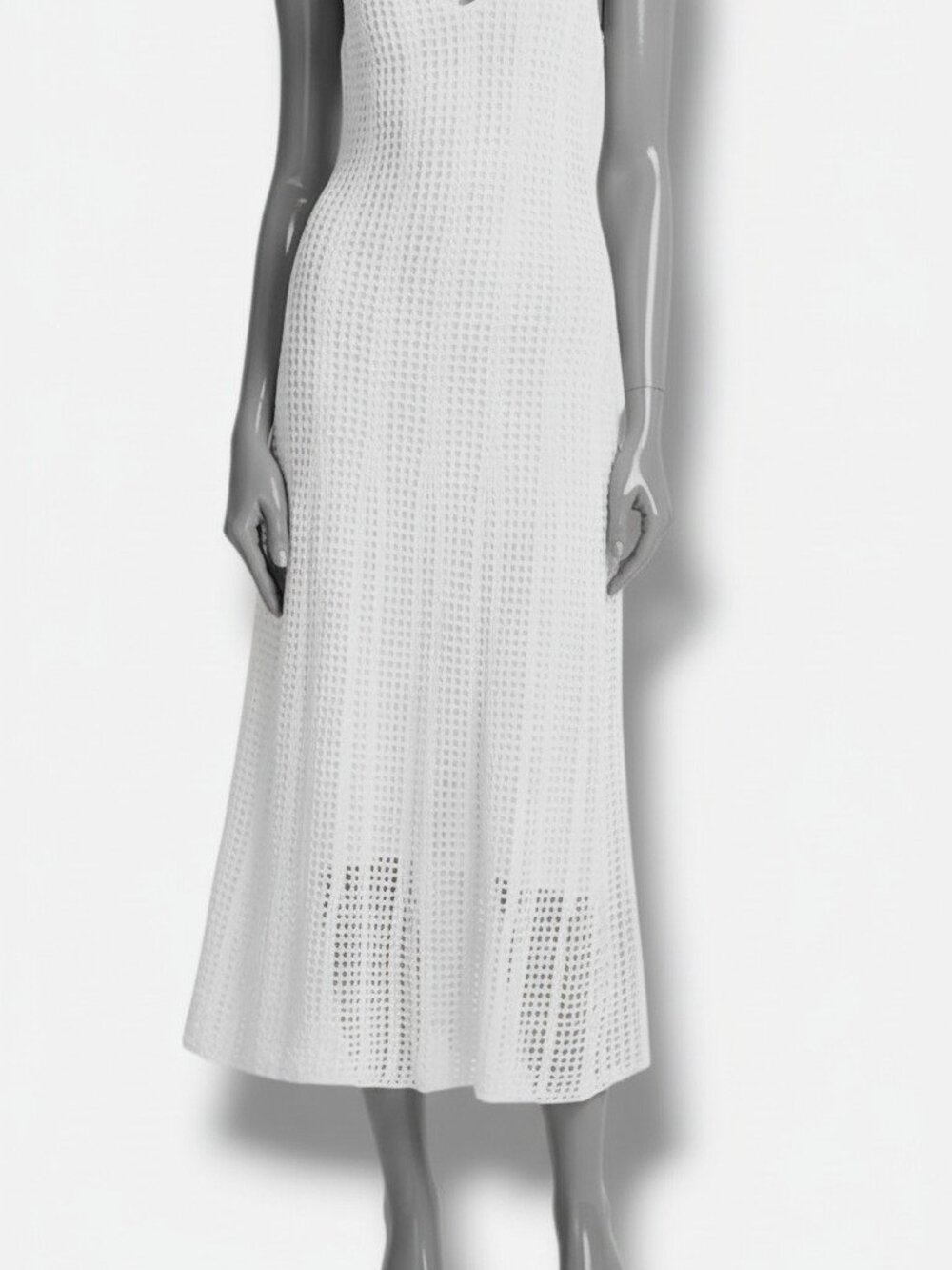 Vince Women's White Mesh Grid Godet Midi Dress Size XS